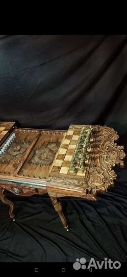 Резные нарды + шахматы ручнлй работы