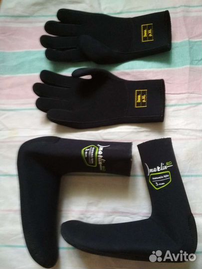 Перчатки и носки для подводной охоты и дайвинга