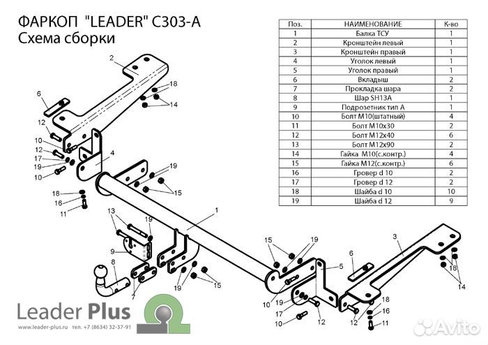 Фаркоп для Ситроен Берлинго L2