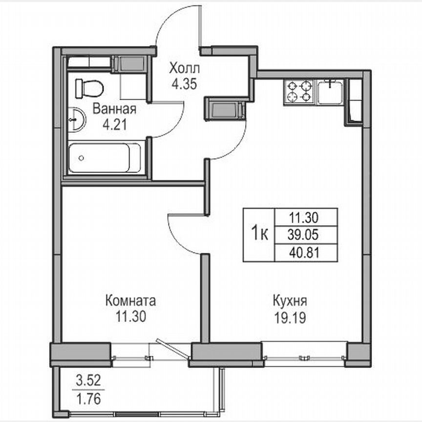 1-к. квартира, 40,8 м², 18/23 эт.