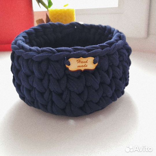 Корзинка из трикотажной пряжи