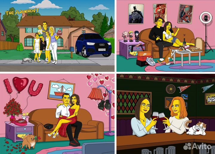 Портрет в стиле Симпсоны и Рик и Морти