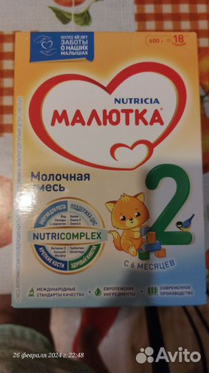 Детская молочная смесь малютка 2