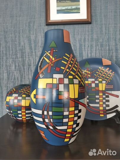 Декоративный комплект вазы и тарелка