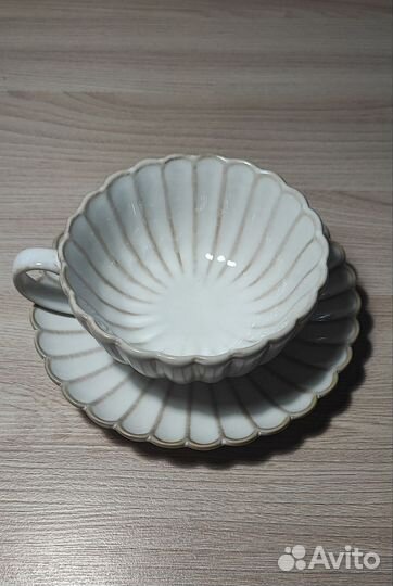 Чайная пара керамическая 250 мл, чашка и блюдце