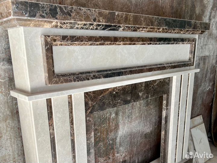 Камин из мрамора Имперадор Дарк и Крема Марфил