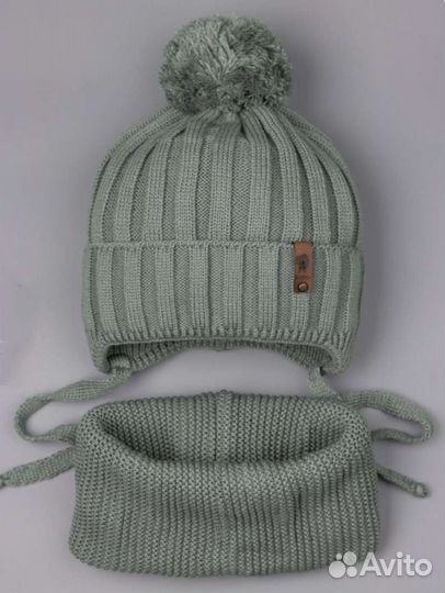 Шапка детская демисезонная для мальчика + снуд
