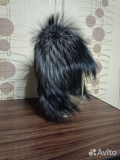 Шапка женская из чернобурки вязанная