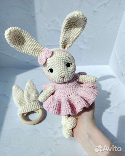 Заяц вязаный, грызунок ушки