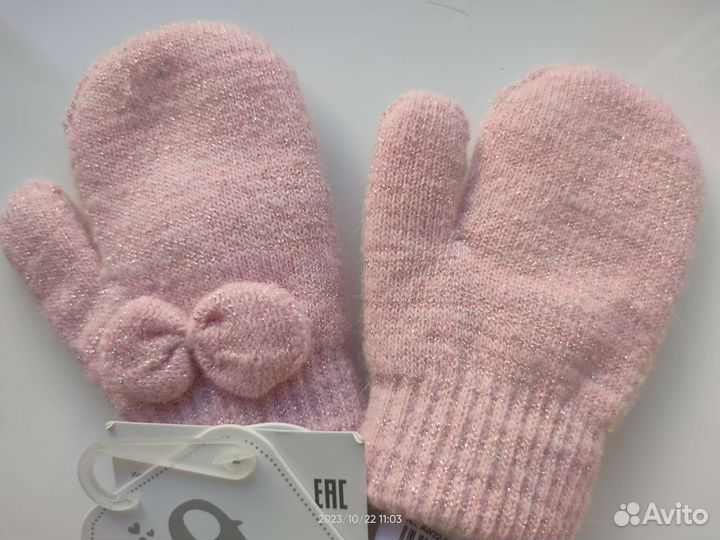 Варежки на резинке зима, холодная осень, 11 и 12