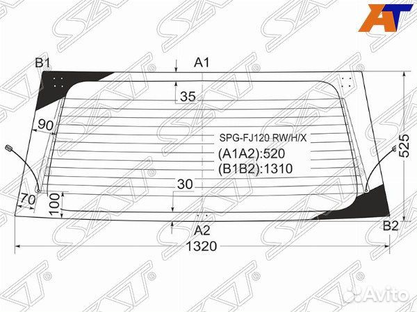 Стекло заднее toyota land cruiser prado 120 2002-2
