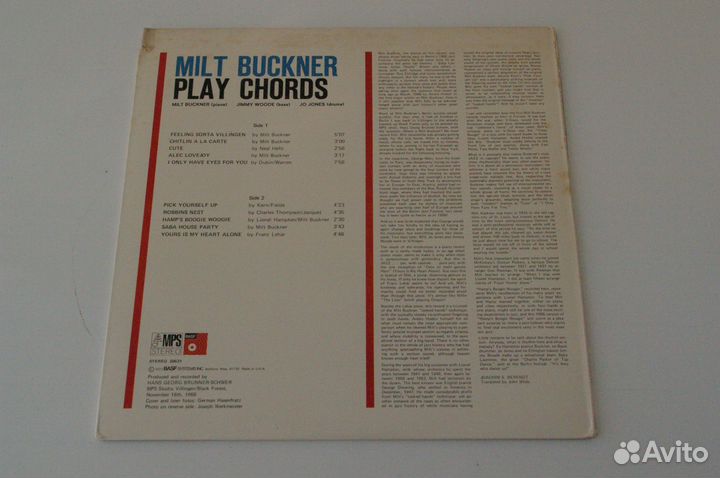 Пластинка Milt Buckner Trio Play Chords 1972 USA
