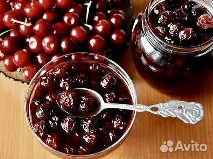 Варенье вишнёвое без кост, яблочный сок, огурцы