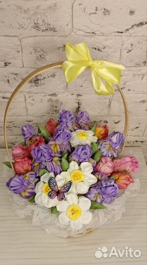 Букеты, корзинки, коробочки из зефирных цветов