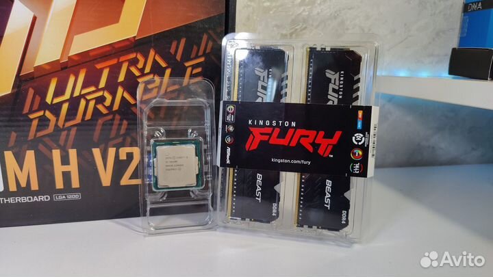 Новый комплект i5 10400f+h410+32gb ddr4+кулер