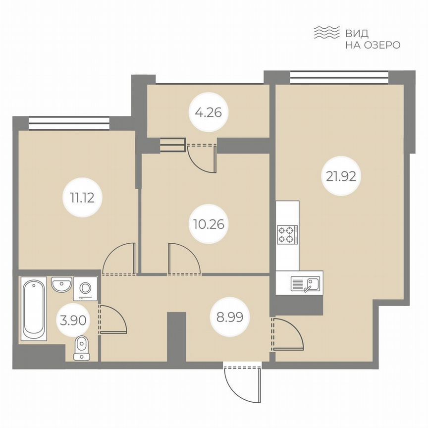 2-к. квартира, 58,3 м², 6/7 эт.