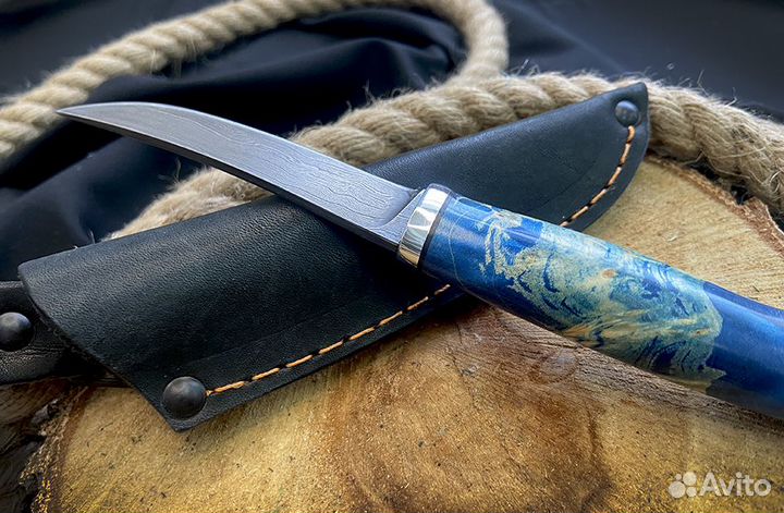 Шейный мини нож для городского ношения из дамаска