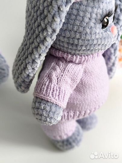 Вязаная игрушка зайка амигуруми ручная работа