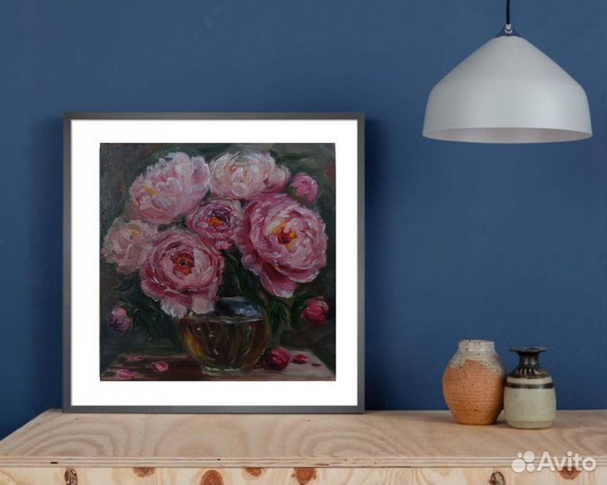 Картина маслом на холсте пионы. На заказ