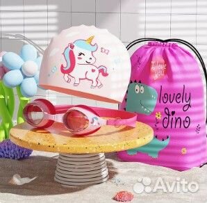 Шапочка для плавания с очками детская - Единорог