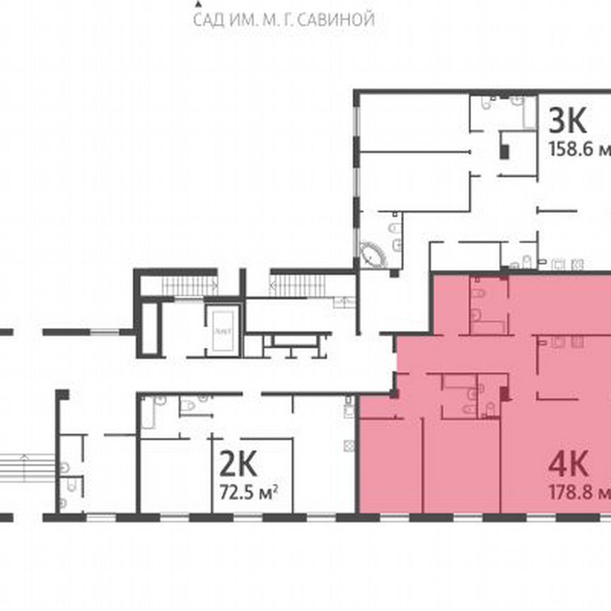 4-к. квартира, 178,4 м², 1/8 эт.