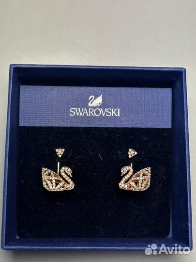 Swarovski серьги лебедь