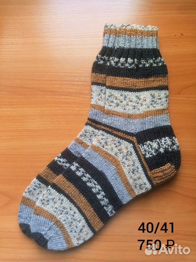 Шерстяные носки вязаные ручная работа