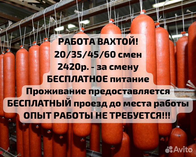 Вахта 2024 за смену, 20 смен с питанием,проживание