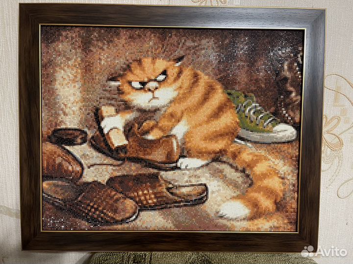 Картина Кот чистит ботинки