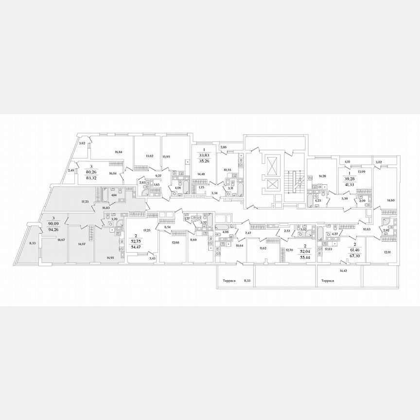 3-к. квартира, 94,3 м², 16/17 эт.