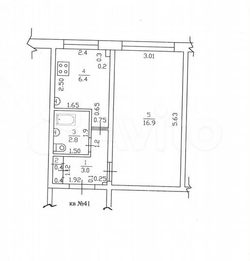 1-к. квартира, 30 м², 4/5 эт.