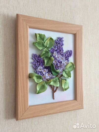 Картины вышитые лентами «Сирень»