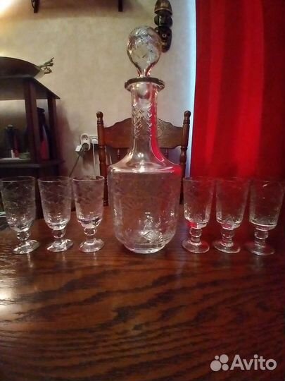 Хрустальные рюмки 6 шт. И графин. СССР