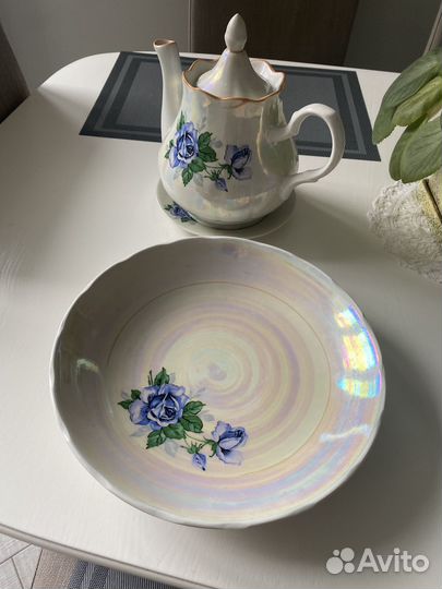 Блюдо с чайником фарфор