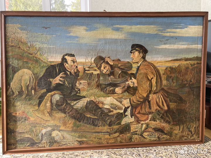 Картина маслом на холсте охотники на привале копия