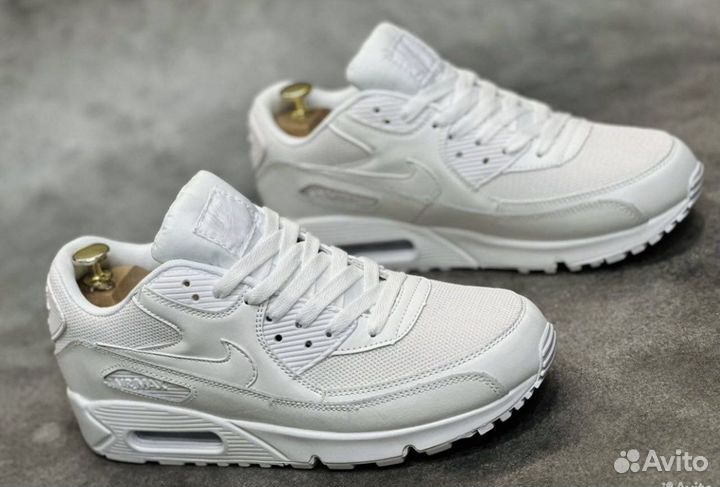 Nike Air Max 90 Белые (кожа/сетка)