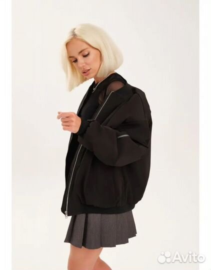 Бомбер черный унисекс