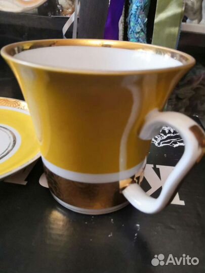 Чайная пара, бокал лфз ссср, желтая позолота