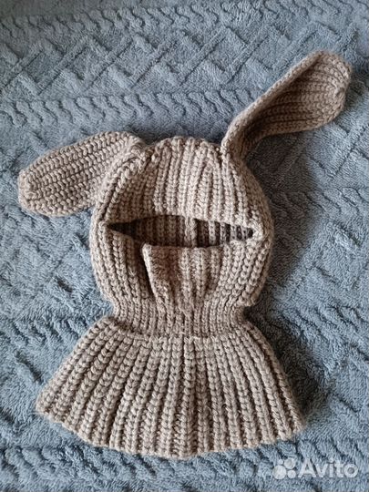 Шапка-зайчик для девочки 4-10 лет
