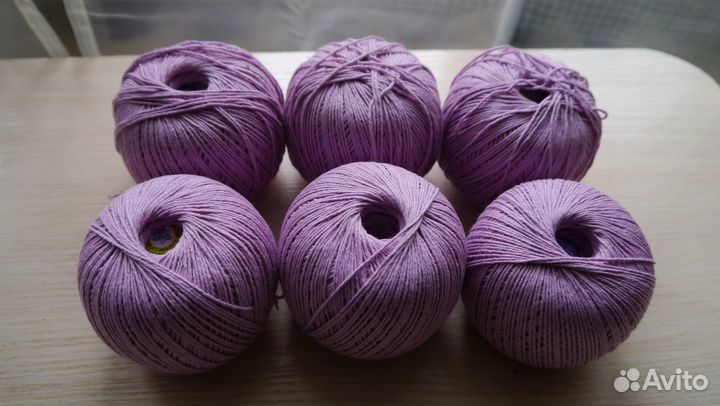 Пряжа хлопок Фиалка сиреневая 6 шт