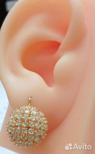 Золотые серьги с фианитом
