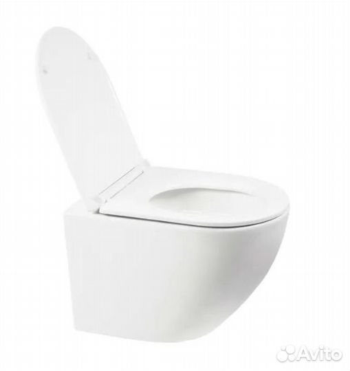 Унитаз подвесной WeltWasser amberg 497+merzbach 043 XL GL-WT+amberg RD-BL белый/кнопка черная матова