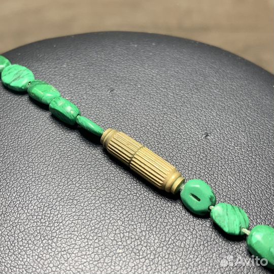 Винтажное Ожерелье Малахит Зелёные Бусы Ретро