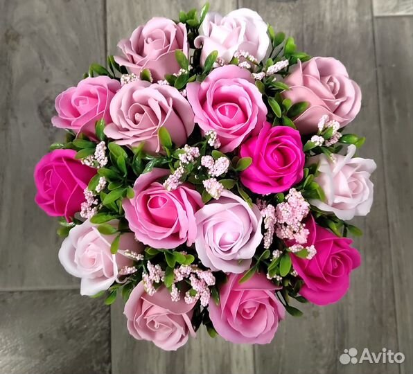 Букет из 15-ти мыльных роз