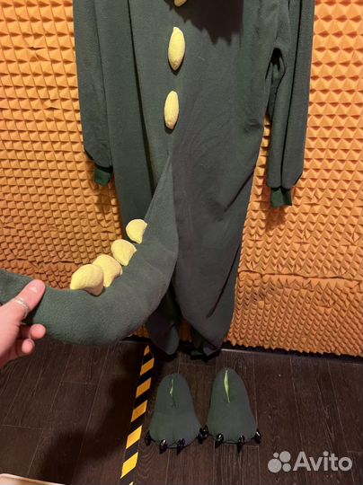 Пижама кигуруми динозавр с тапочками xl