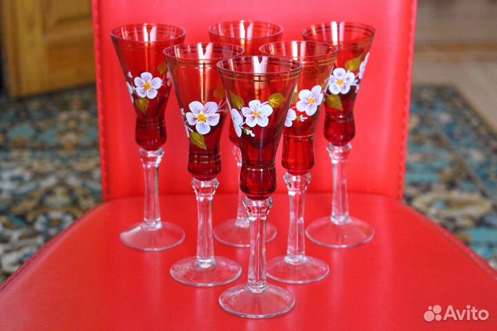 Набор 6 бокалов 18 см.Богемия Чехословакия. Новые