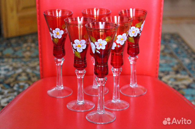 Набор 6 бокалов 18 см.Богемия Чехословакия. Новые