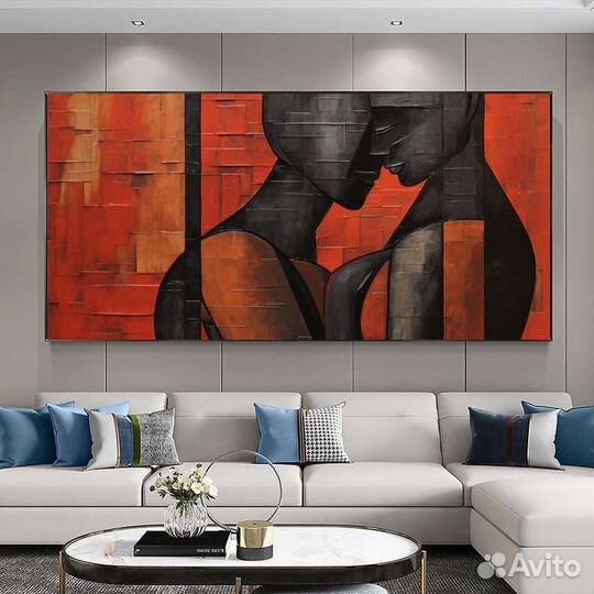Картина маслом для интерьера Обнимающаяся пара 3D
