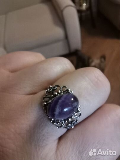 Набор украшений с натуральным аметистом