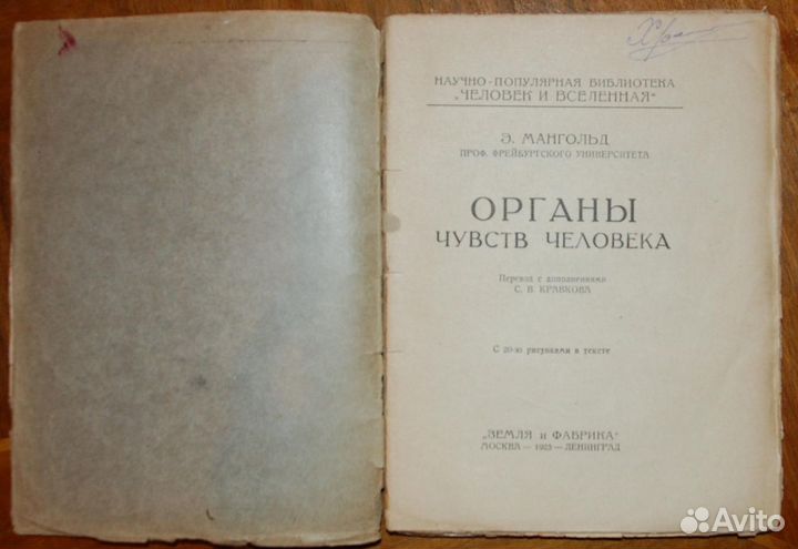 Мангольд Э. Органы чувств человека 1925 г